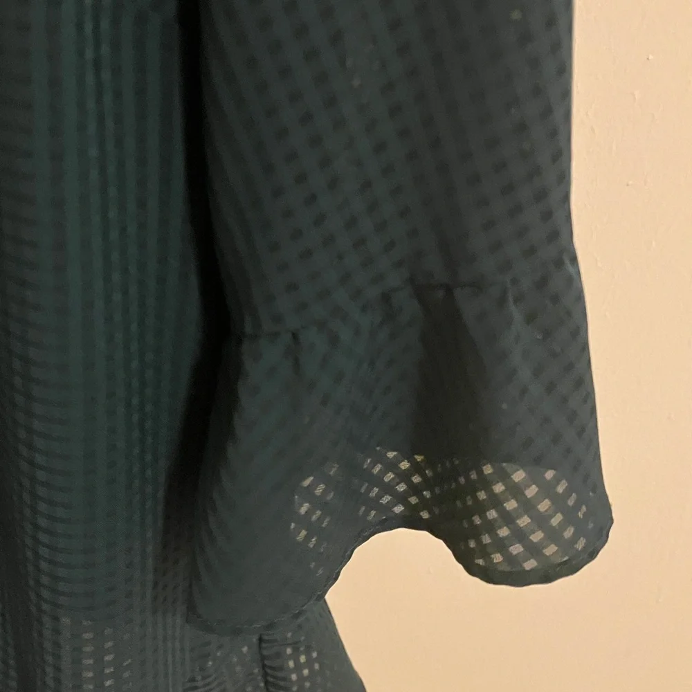 A New Day Elegant Dark Green Blouse with Ruffles